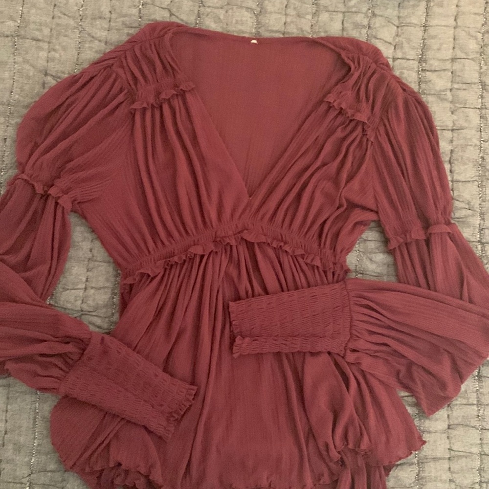 Free People Burgundy Blouse